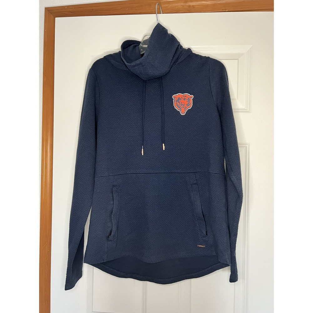 Chicago Bears NFL | Jacket Coat Navy Hoodie Scuba Neck Zip Pockets- Size Medium
